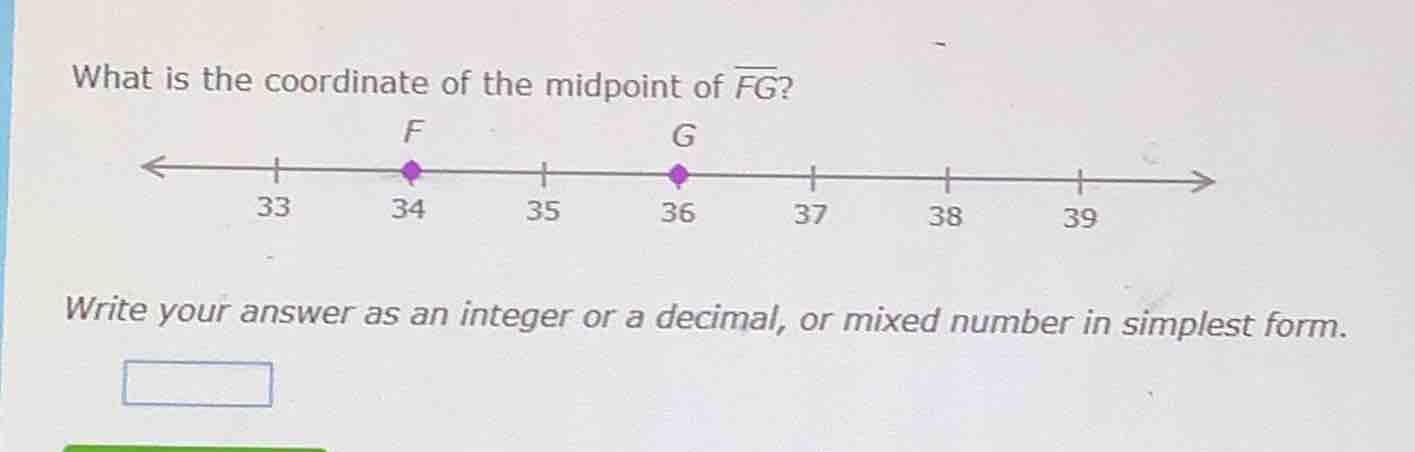 what is the coordinate of the midpoint of \\(\\overline{fg}\\)? write y…