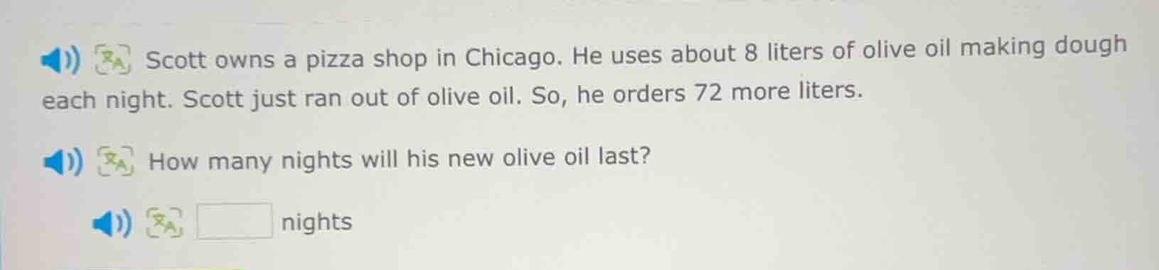 scott owns a pizza shop in chicago. he uses about 8 liters of olive oil…