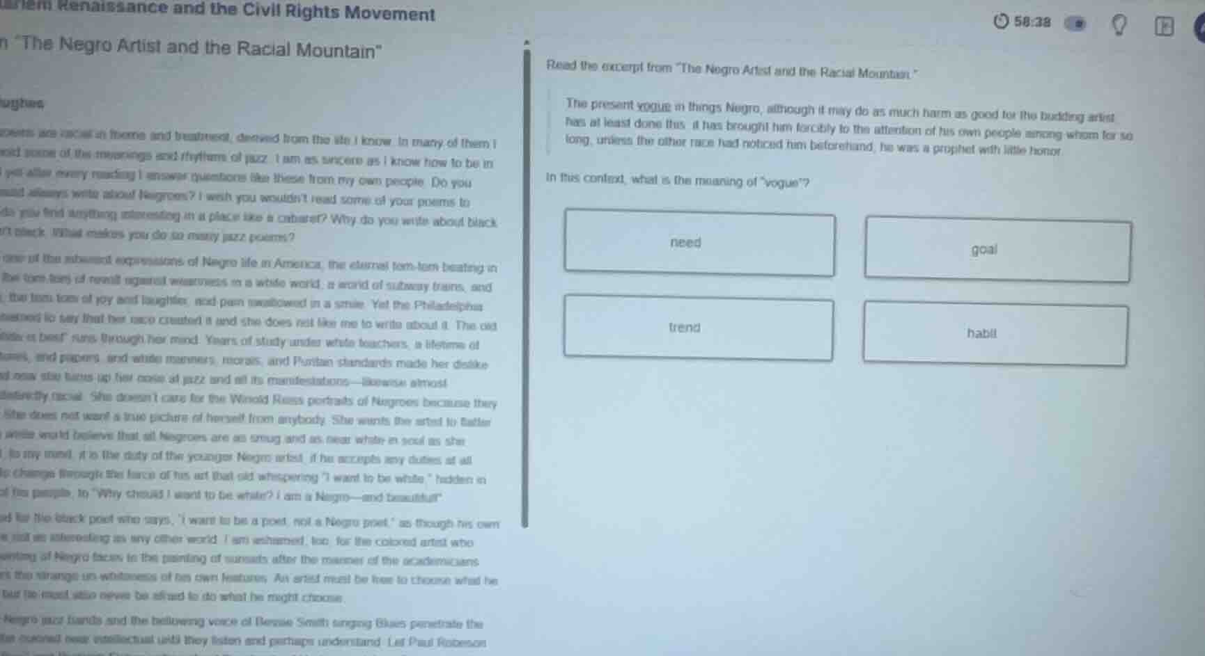 read the excerpt from \the negro artist and the racial mountain.\ the p…