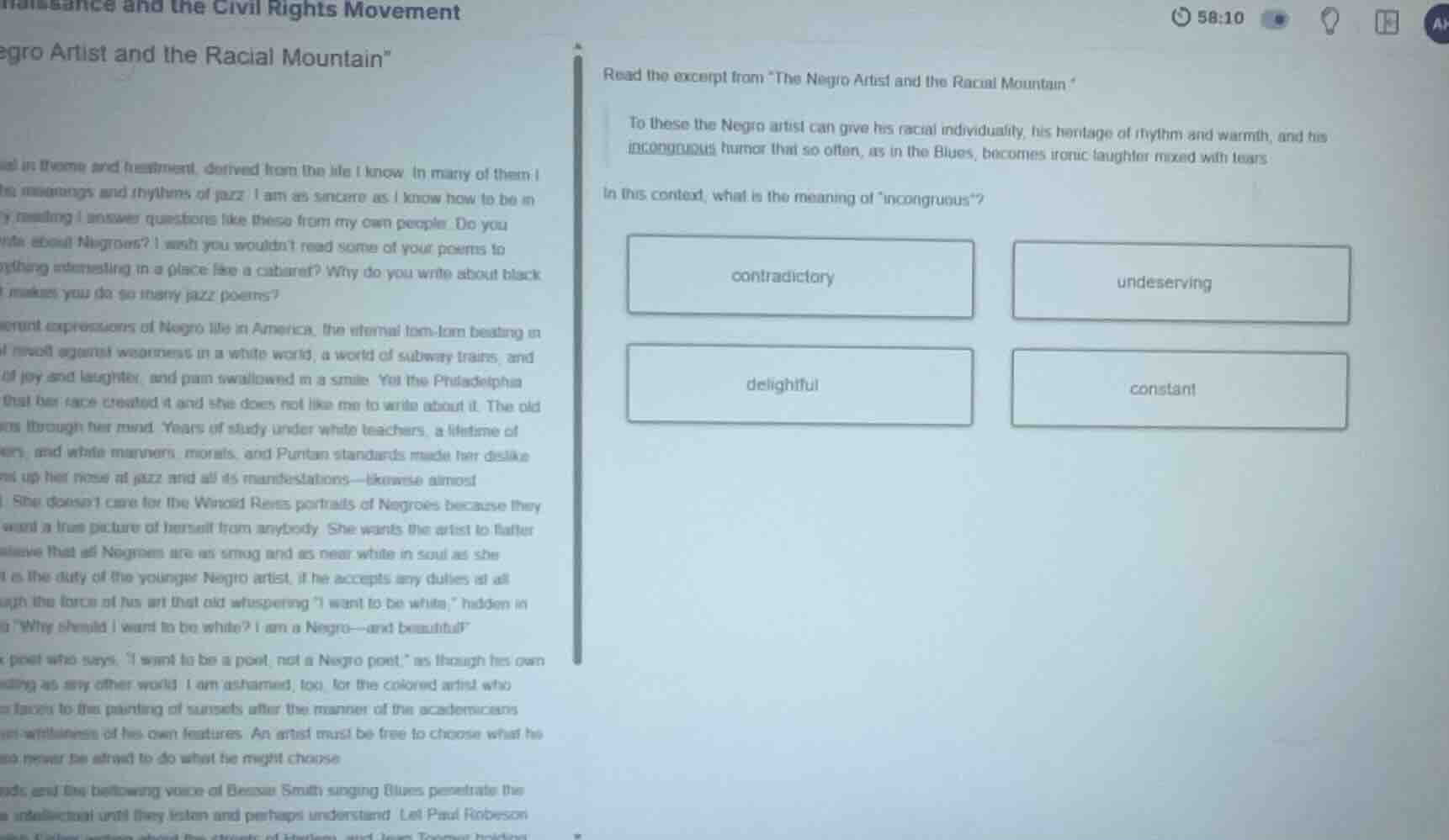 read the excerpt from the negro artist and the racial mountain to these…