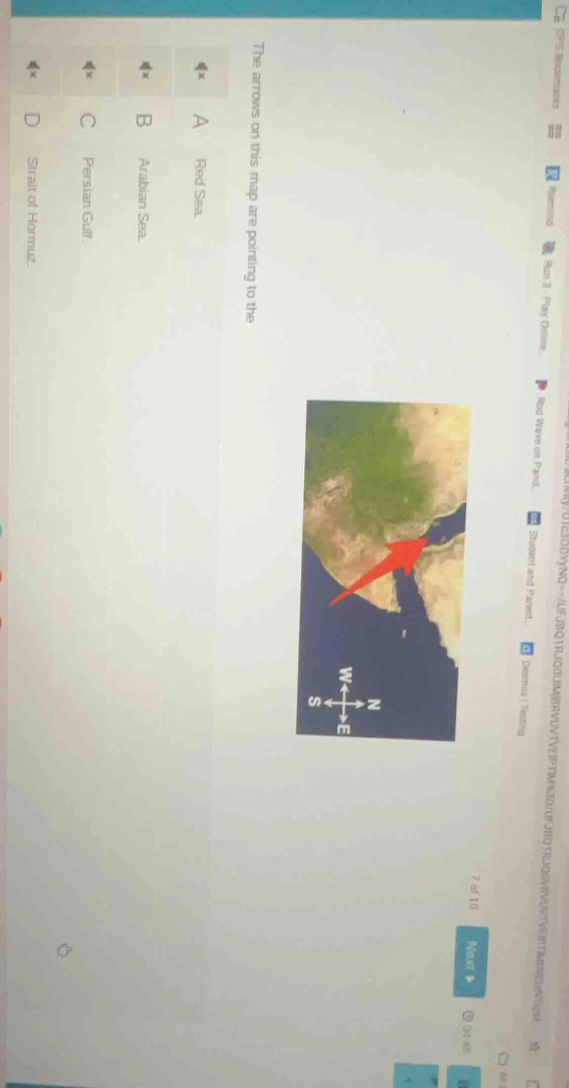 the arrows on this map are pointing to the a red sea b arabian sea c pe…