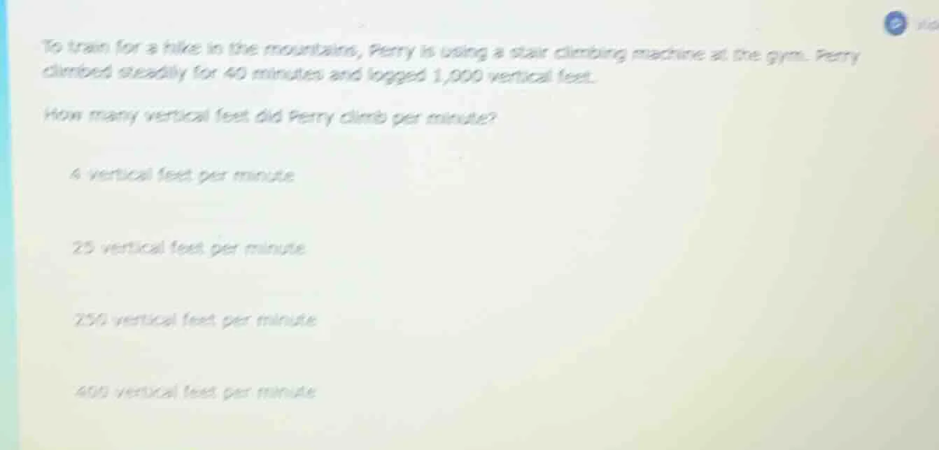 to train for a hike in the mountains, perry is using a stair climbing m…