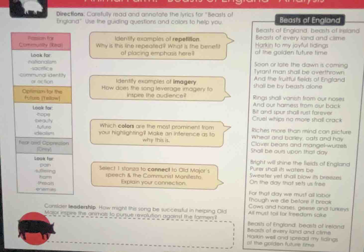 directions: carefully read and annotate the lyrics for \beasts of engla…