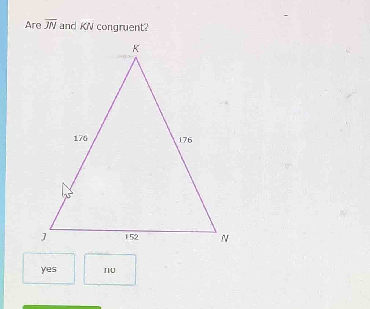 are \\(\\overline{jn}\\) and \\(\\overline{kn}\\) congruent? (image of …