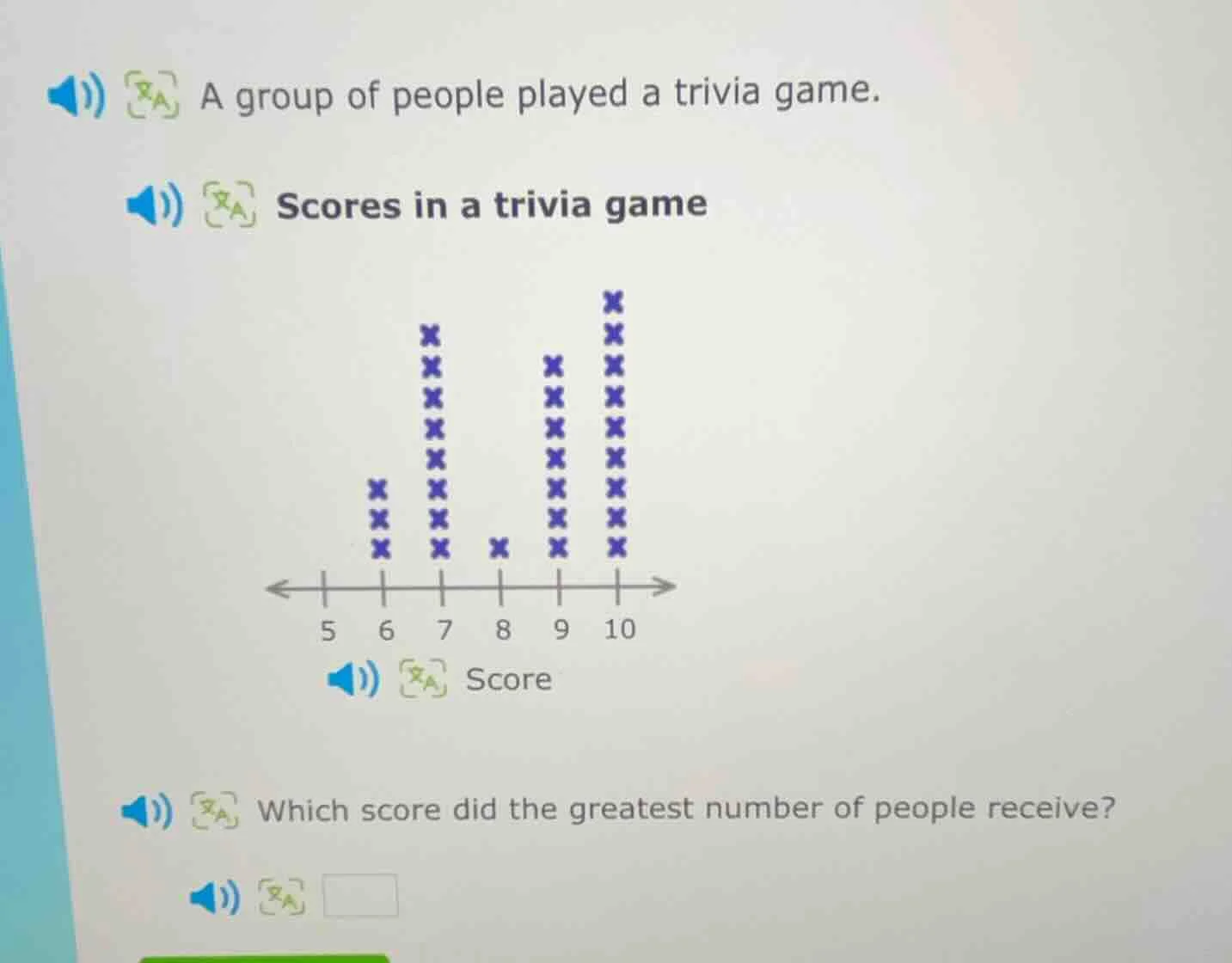a group of people played a trivia game. scores in a trivia game which s…