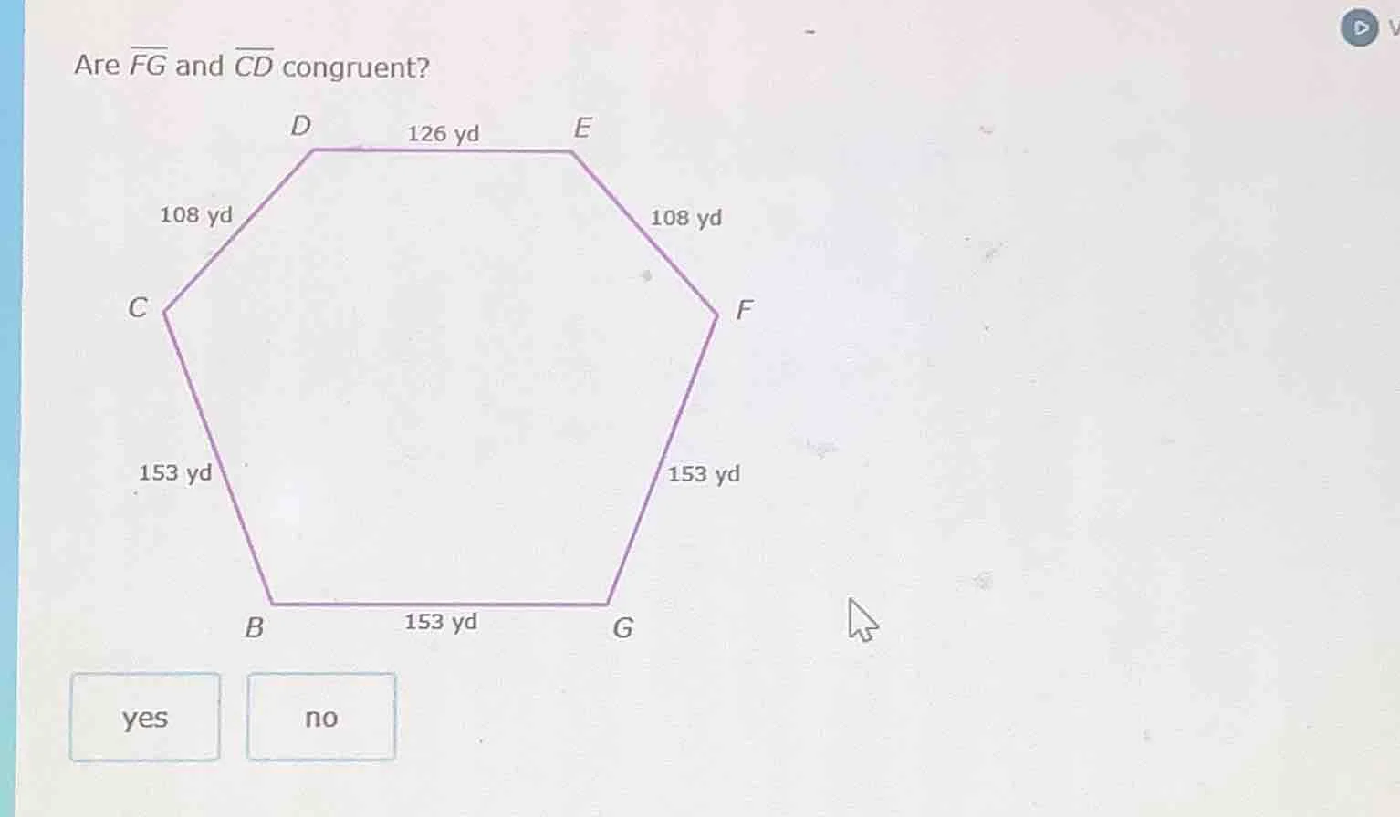 are \\(\\overline{fg}\\) and \\(\\overline{cd}\\) congruent? (the image…