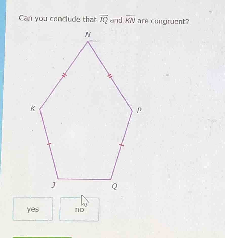 can you conclude that \\(overline{jq}\\) and \\(overline{kn}\\) are con…