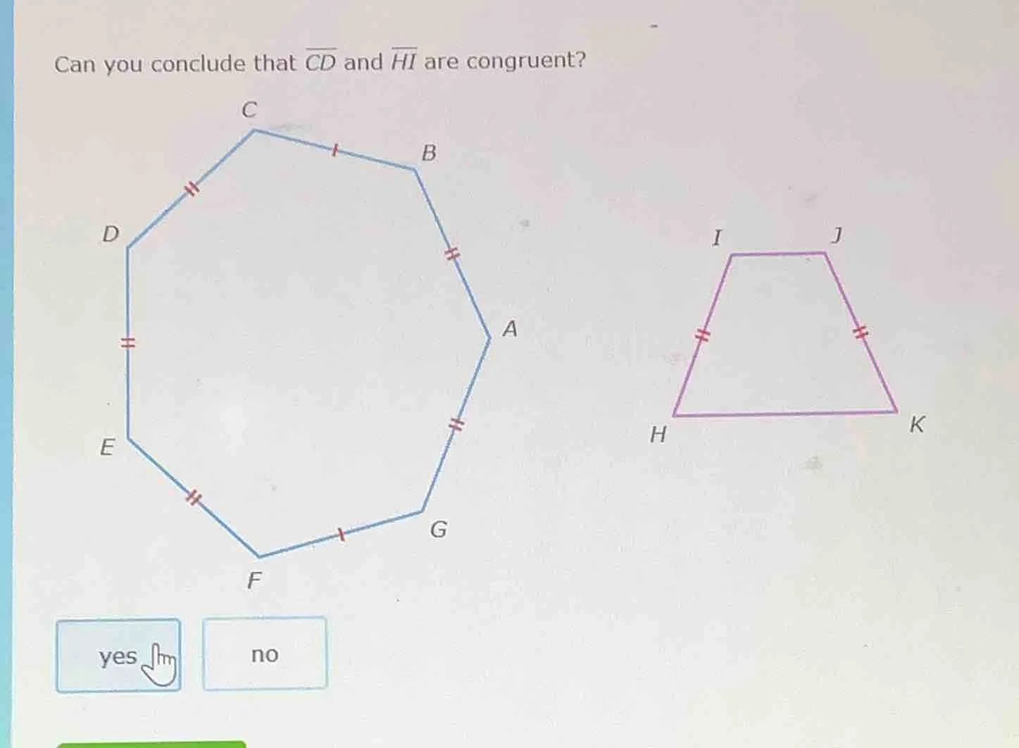 can you conclude that \\(\\overline{cd}\\) and \\(\\overline{hi}\\) are…