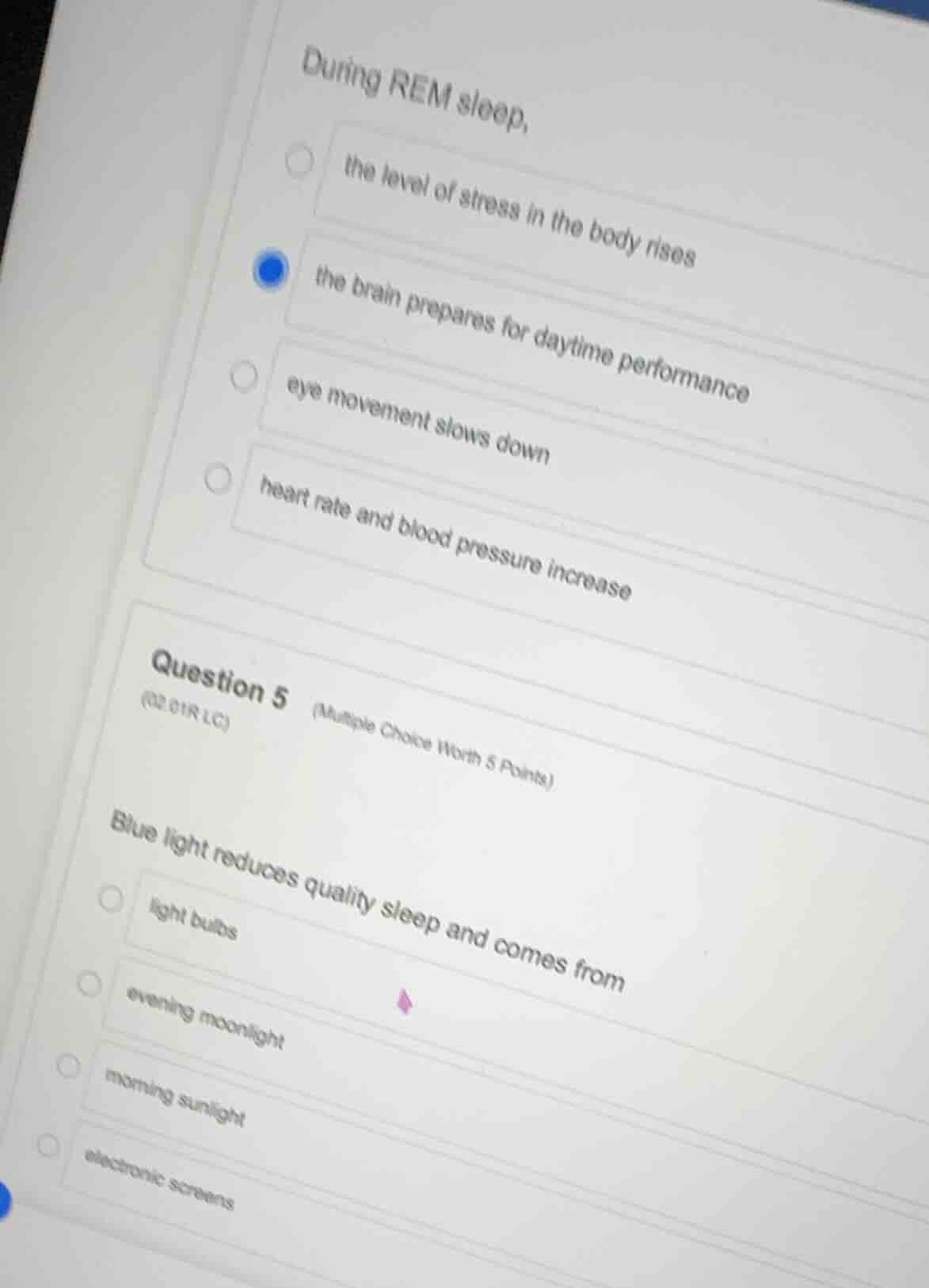 during rem sleep, the level of stress in the body rises the brain prepa…