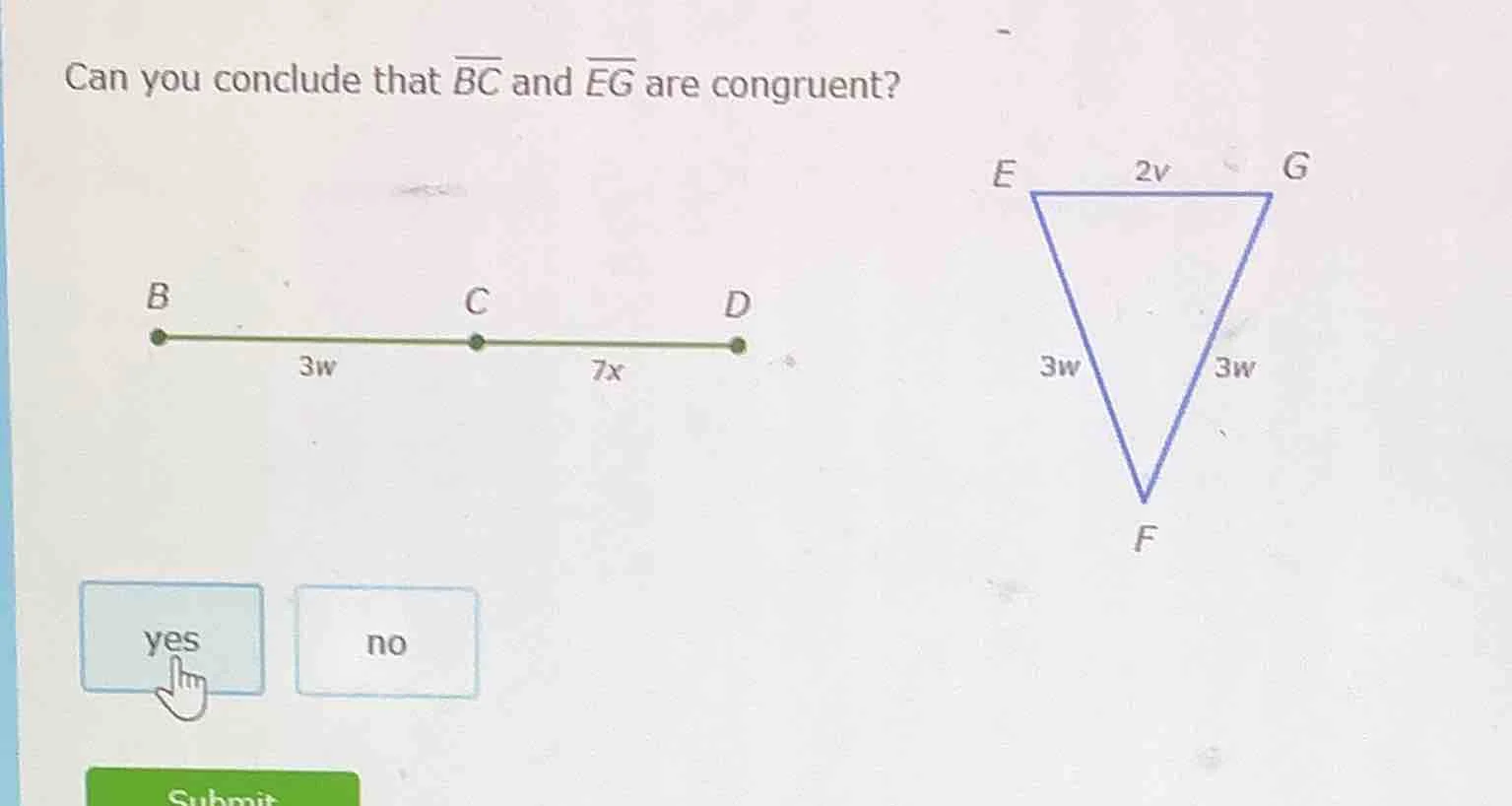 can you conclude that \\(\\overline{bc}\\) and \\(\\overline{eg}\\) are…