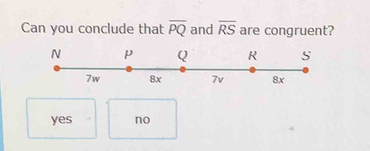 can you conclude that \\(overline{pq}\\) and \\(overline{rs}\\) are con…