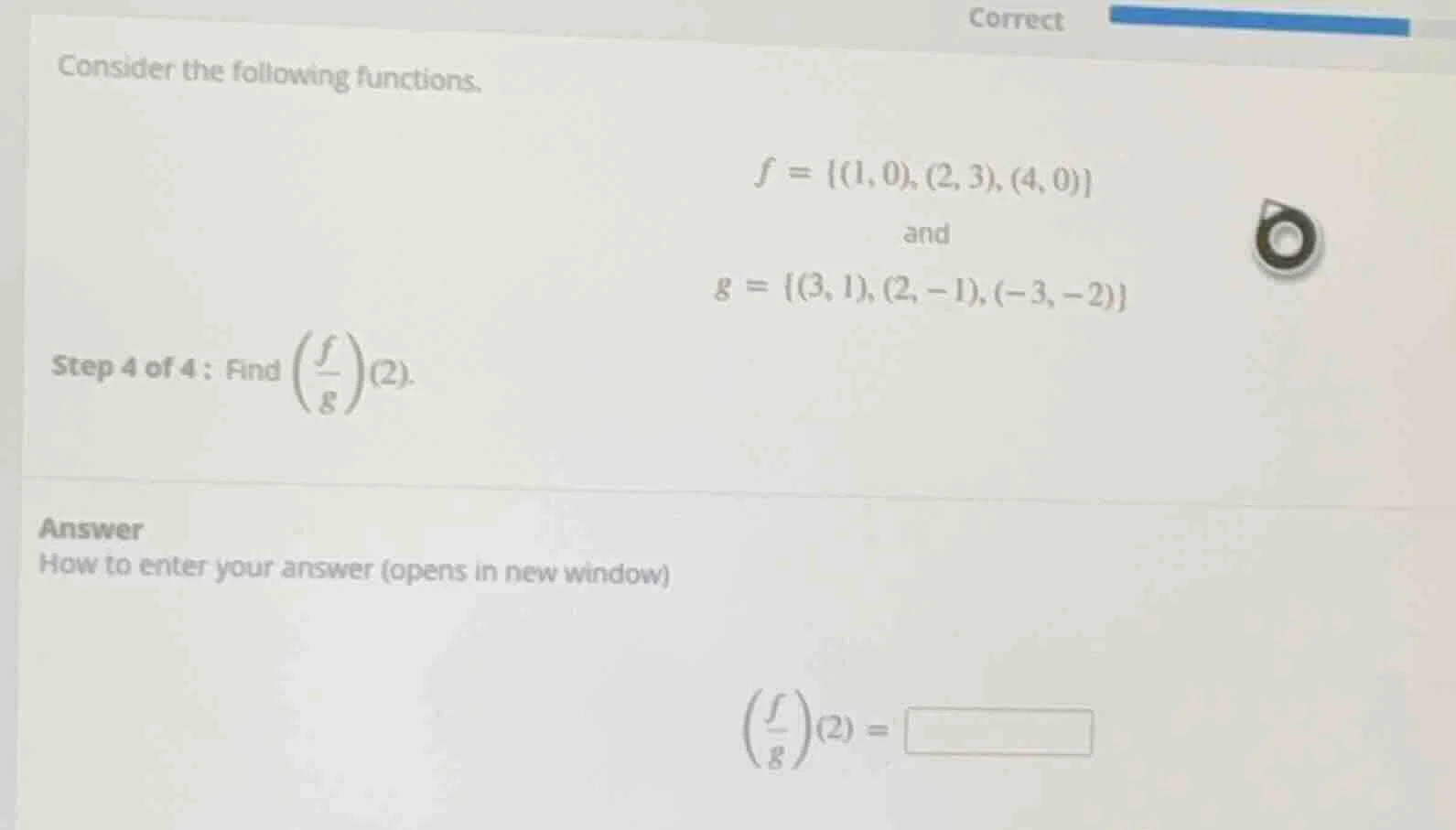 consider the following functions. $f = \\{(1,0),(2, 3),(4,0)\\}$ and $g…