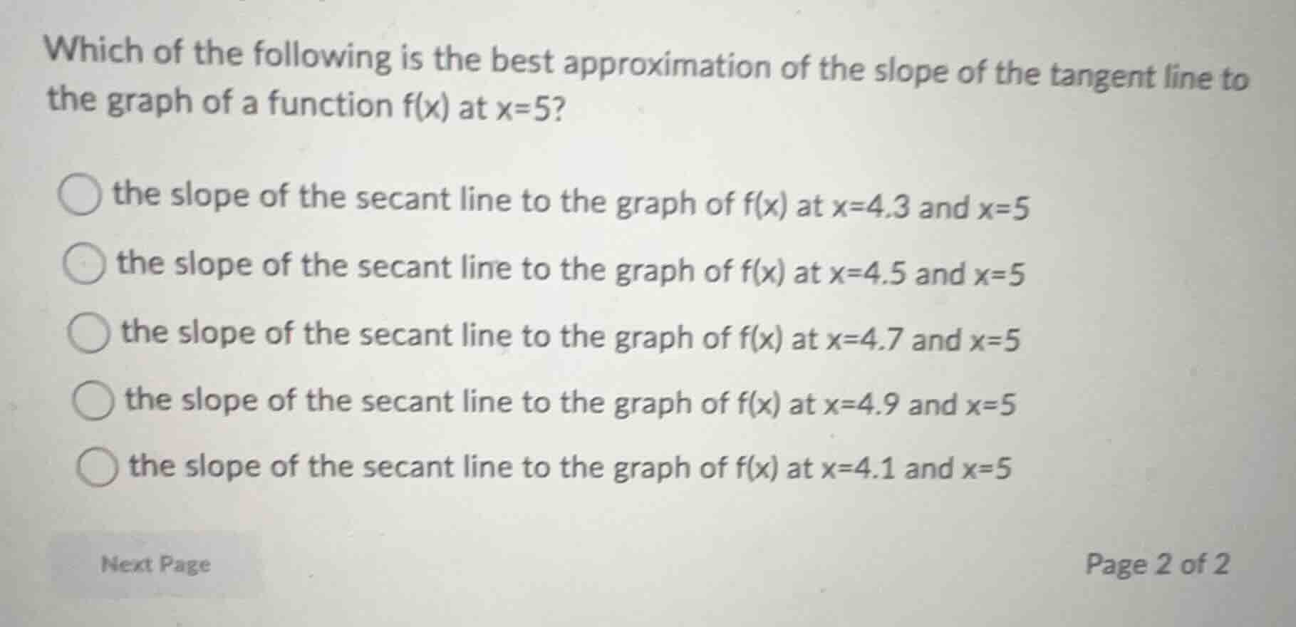 which of the following is the best approximation of the slope of the ta…