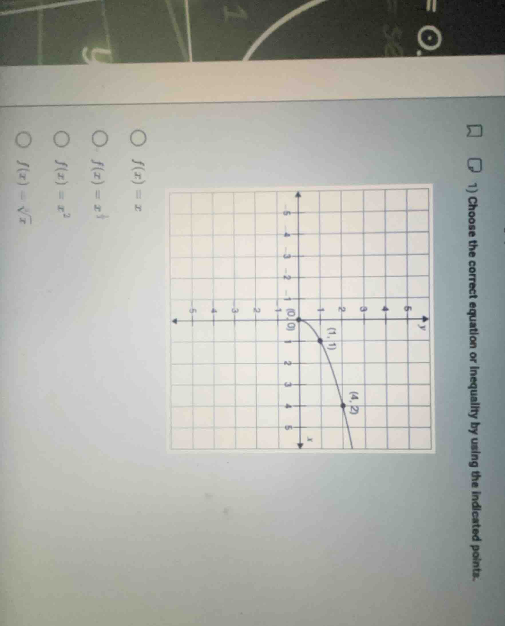 1) choose the correct equation or inequality by using the indicated poi…