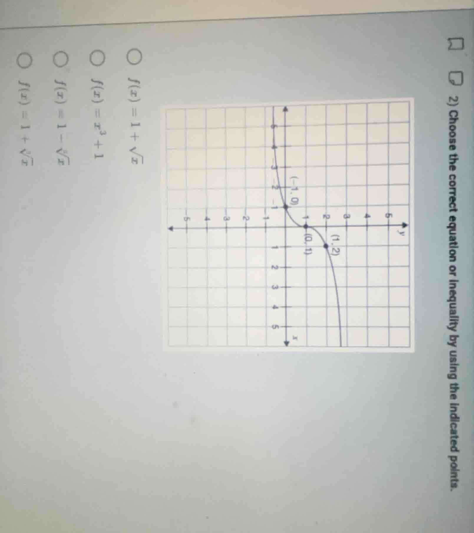 2) choose the correct equation or inequality by using the indicated poi…