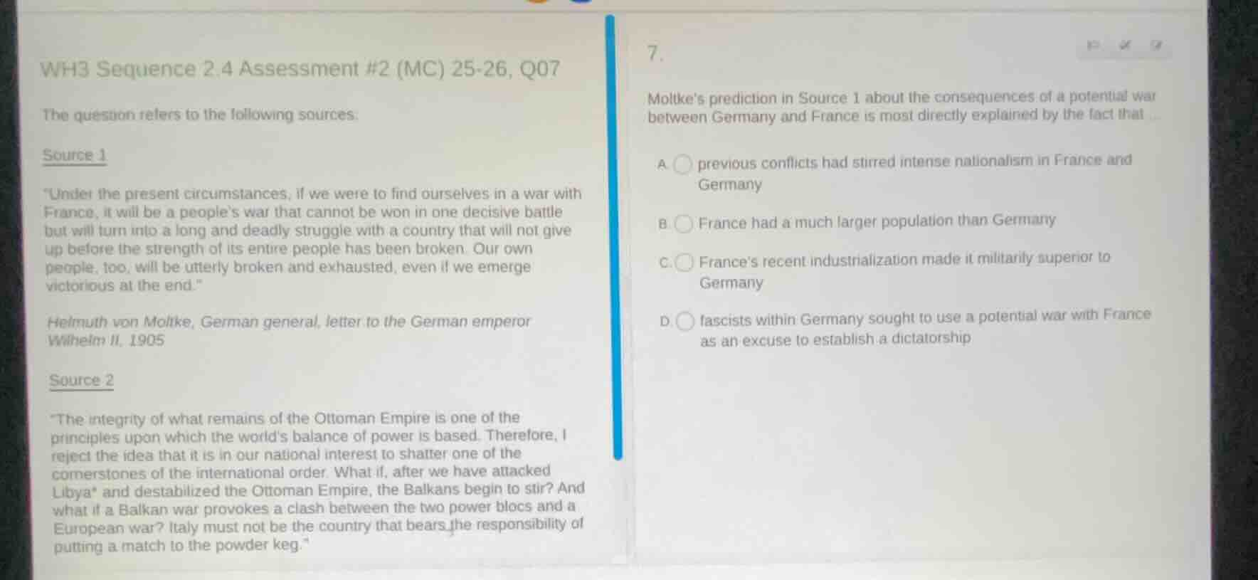 wh3 sequence 2.4 assessment #2 (mc) 25 - 26, q07 the question refers to…