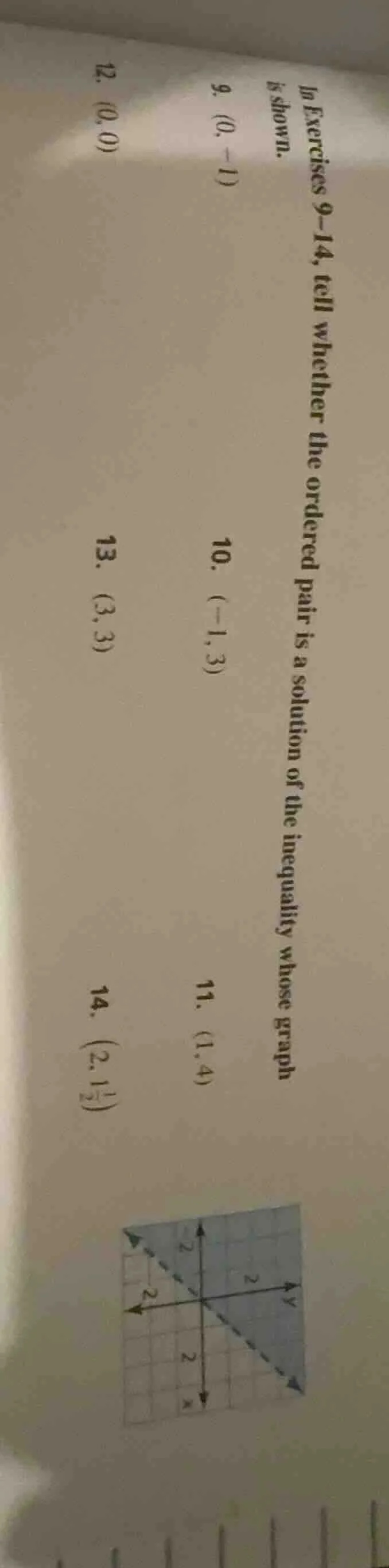 in exercises 9–14, tell whether the ordered pair is a solution of the i…