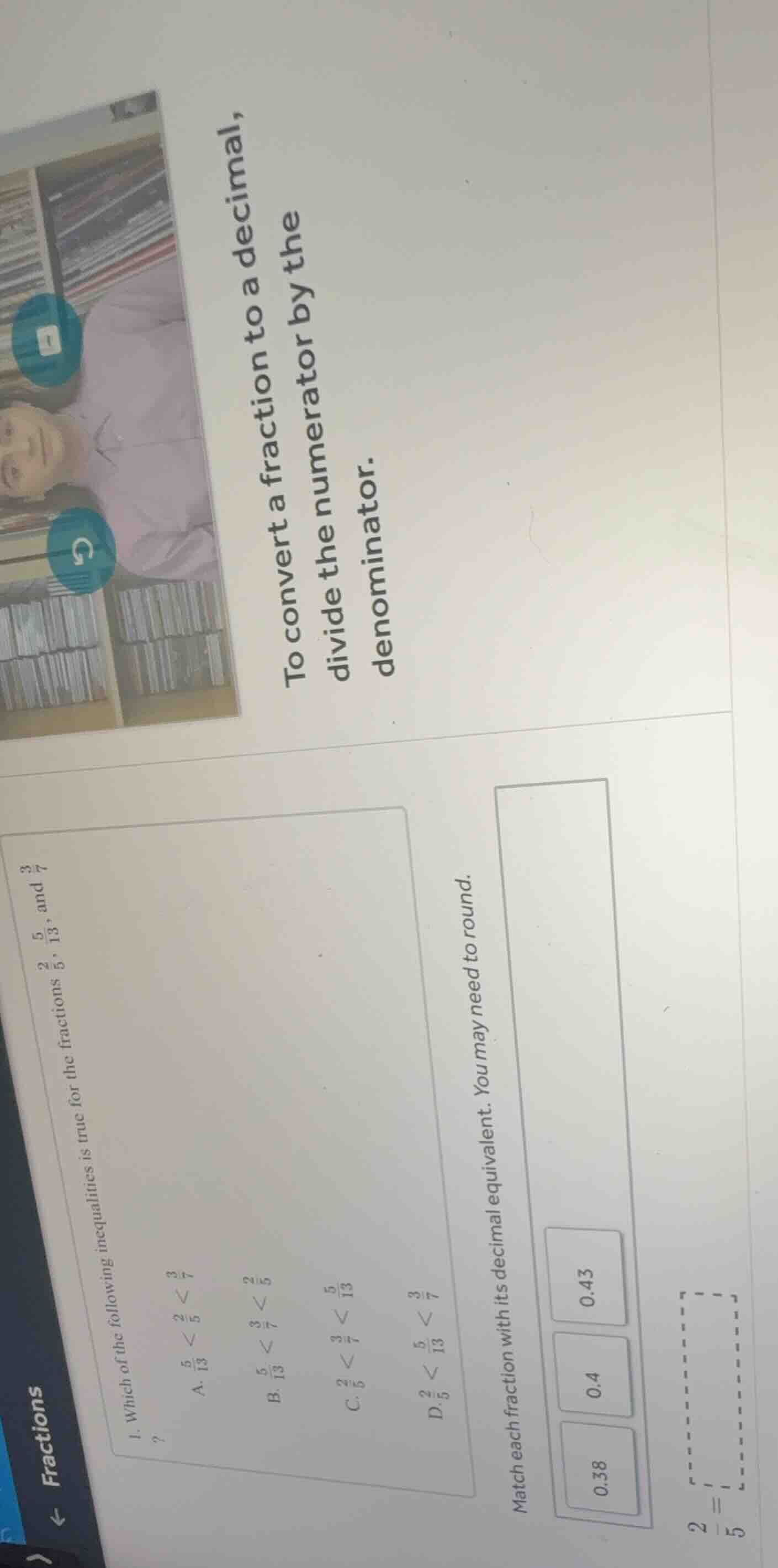 fractions 1. which of the following inequalities is true for the fracti…