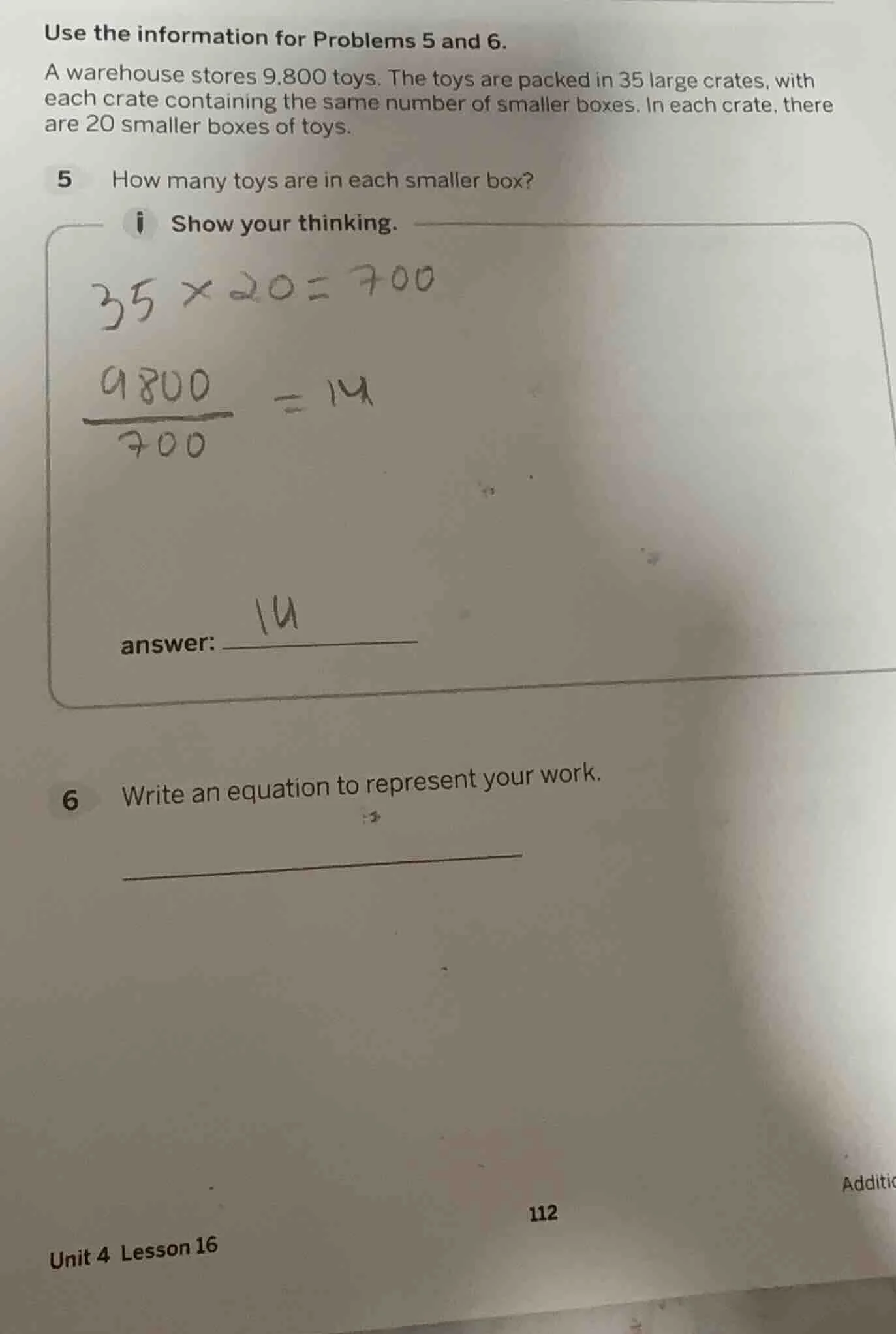 use the information for problems 5 and 6. a warehouse stores 9,800 toys…