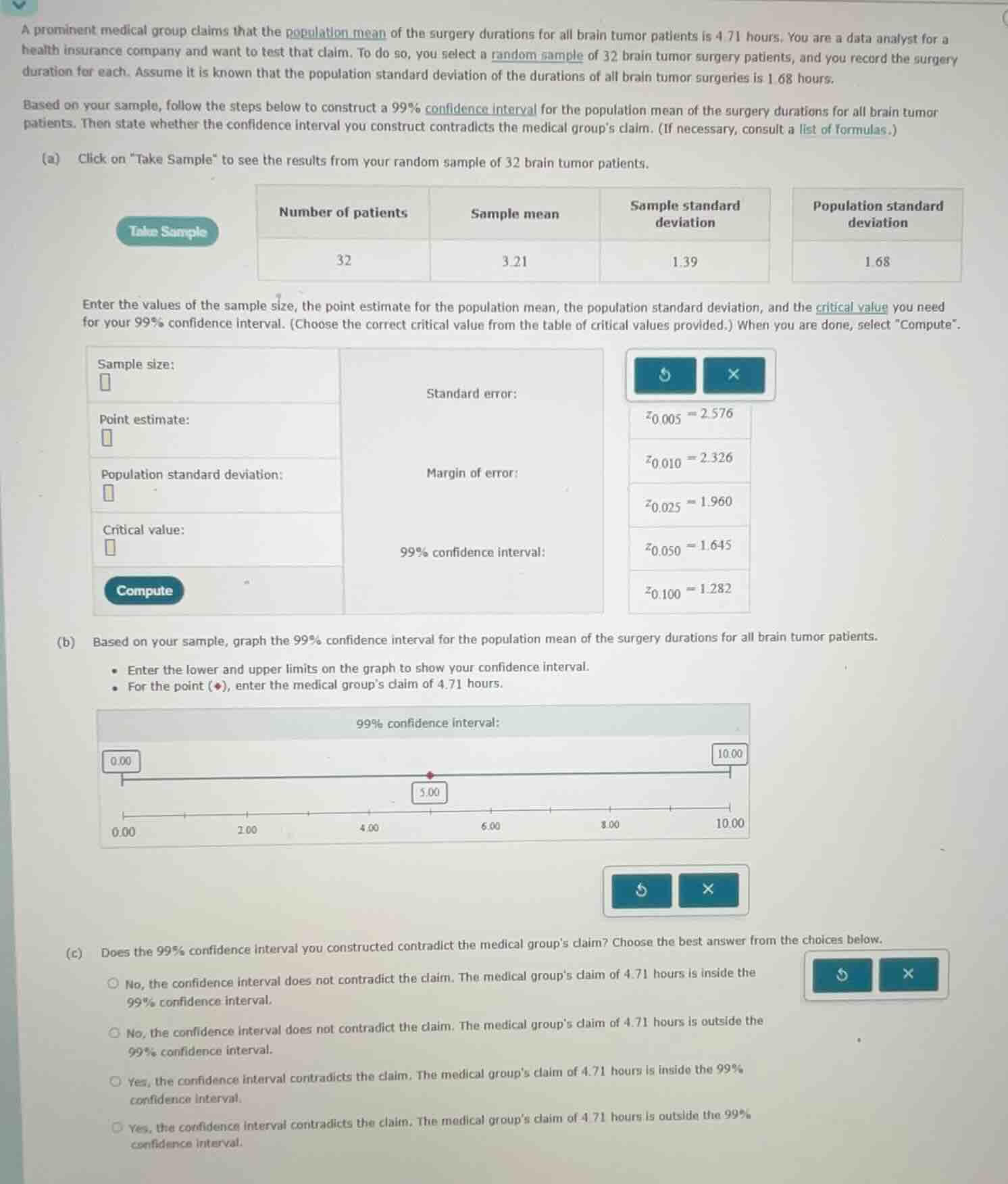 a prominent medical group claims that the population mean of the surger…