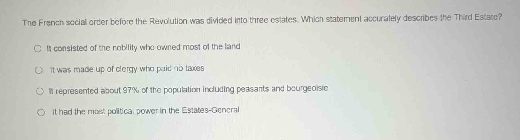 the french social order before the revolution was divided into three es…