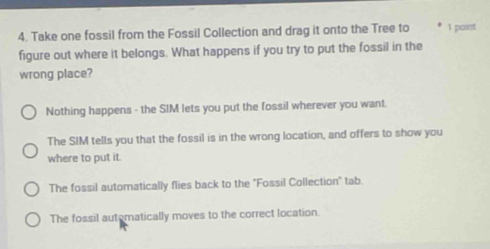 4. take one fossil from the fossil collection and drag it onto the tree…