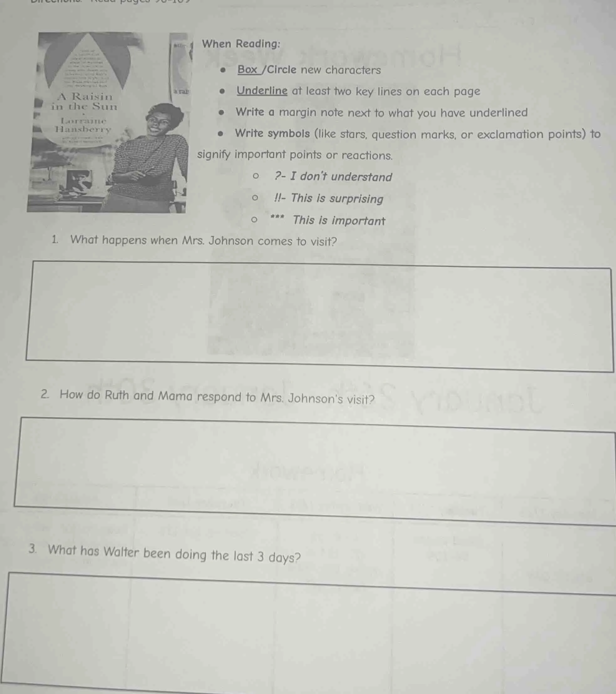 when reading: - box /circle new characters - underline at least two key…