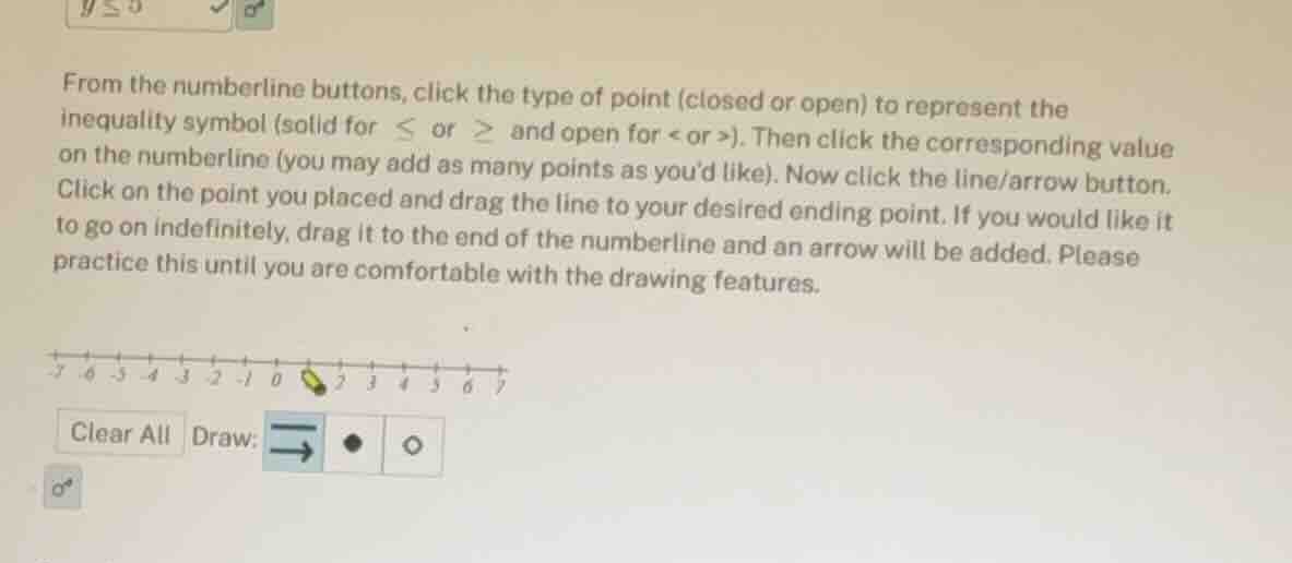 from the numberline buttons, click the type of point (closed or open) t…