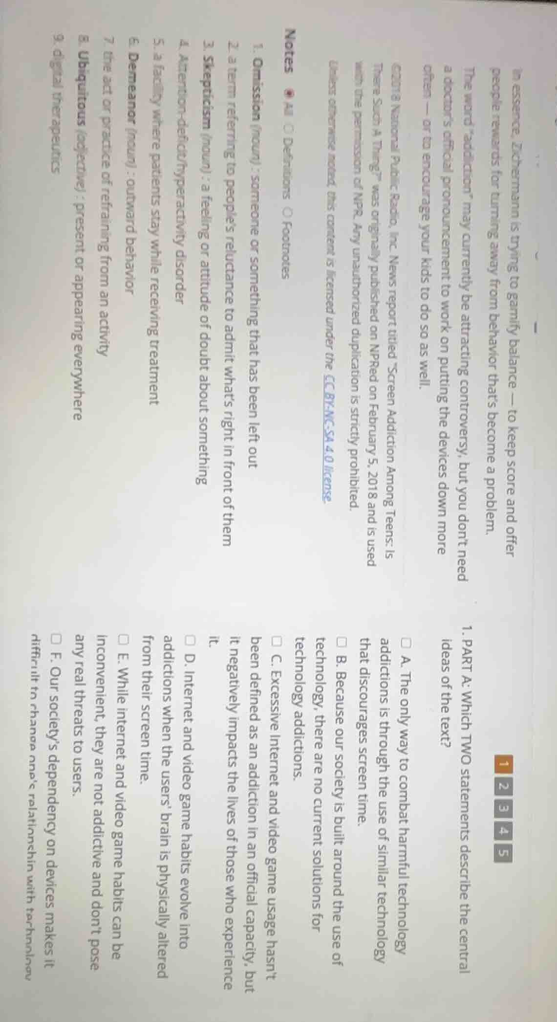 1. part a: which two statements describe the central ideas of the text?…