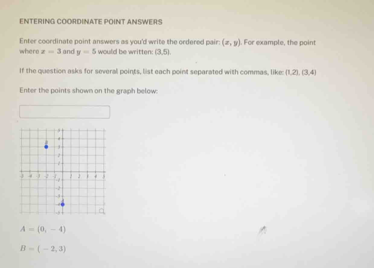 entering coordinate point answers enter coordinate point answers as you…