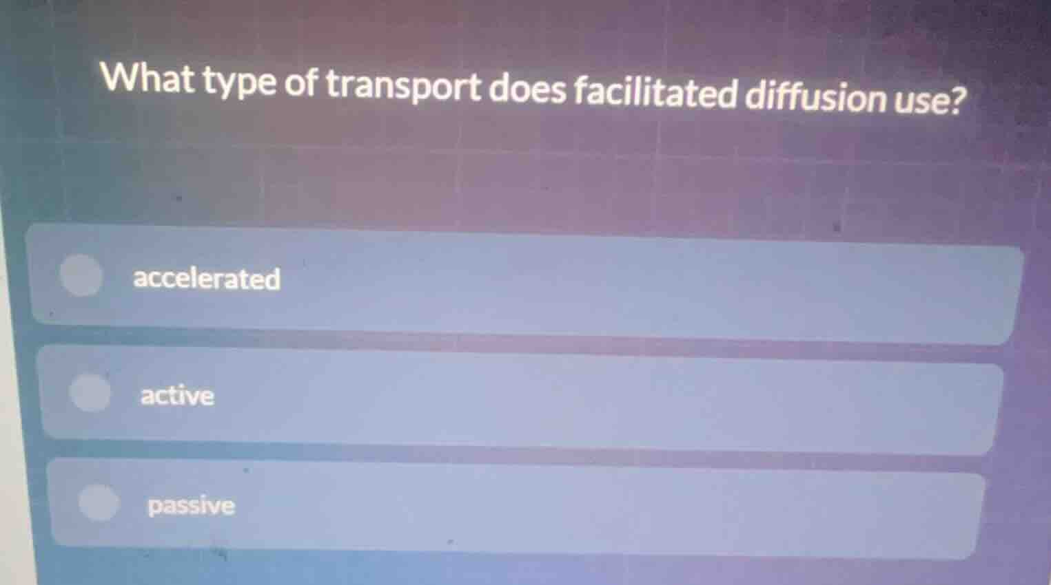 what type of transport does facilitated diffusion use? accelerated acti…