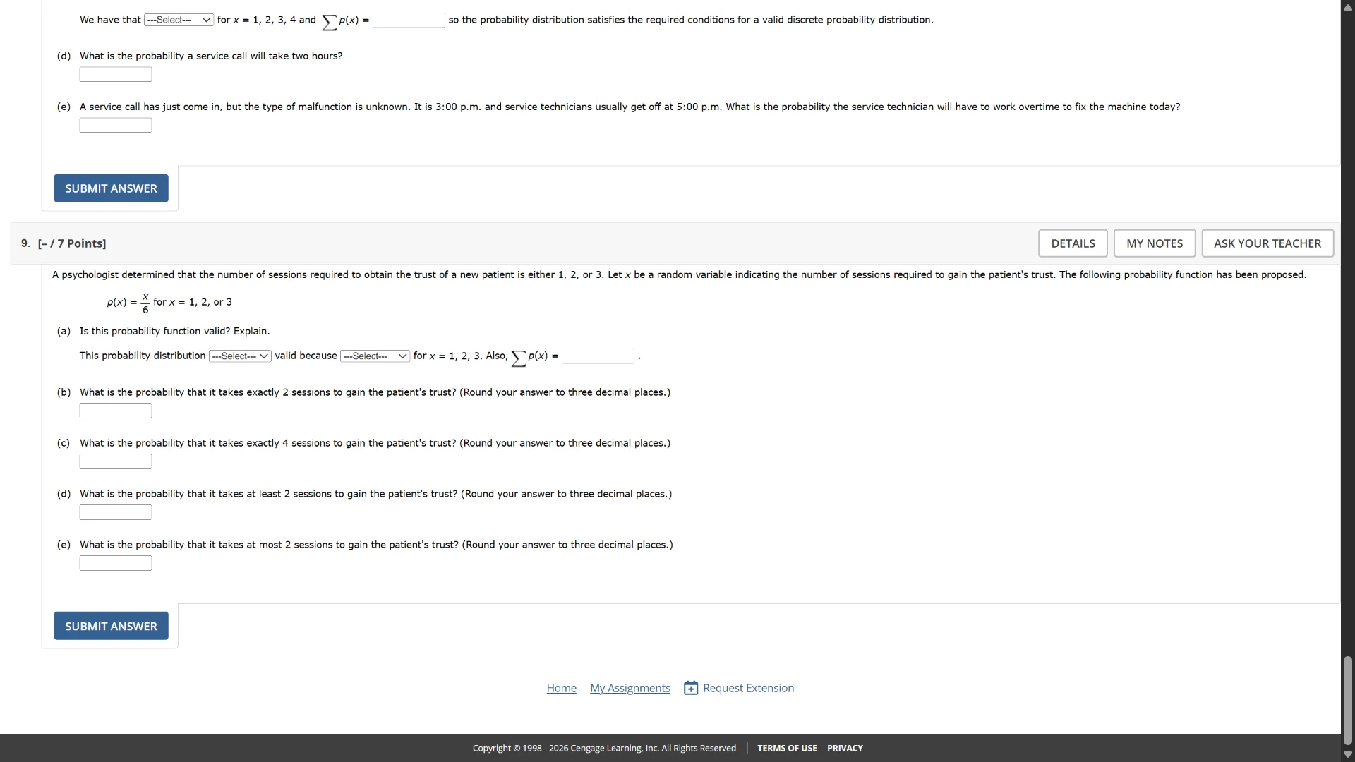 we have that ---select--- for ( x = 1, 2, 3, 4 ) and ( sum p(x) = ) so …