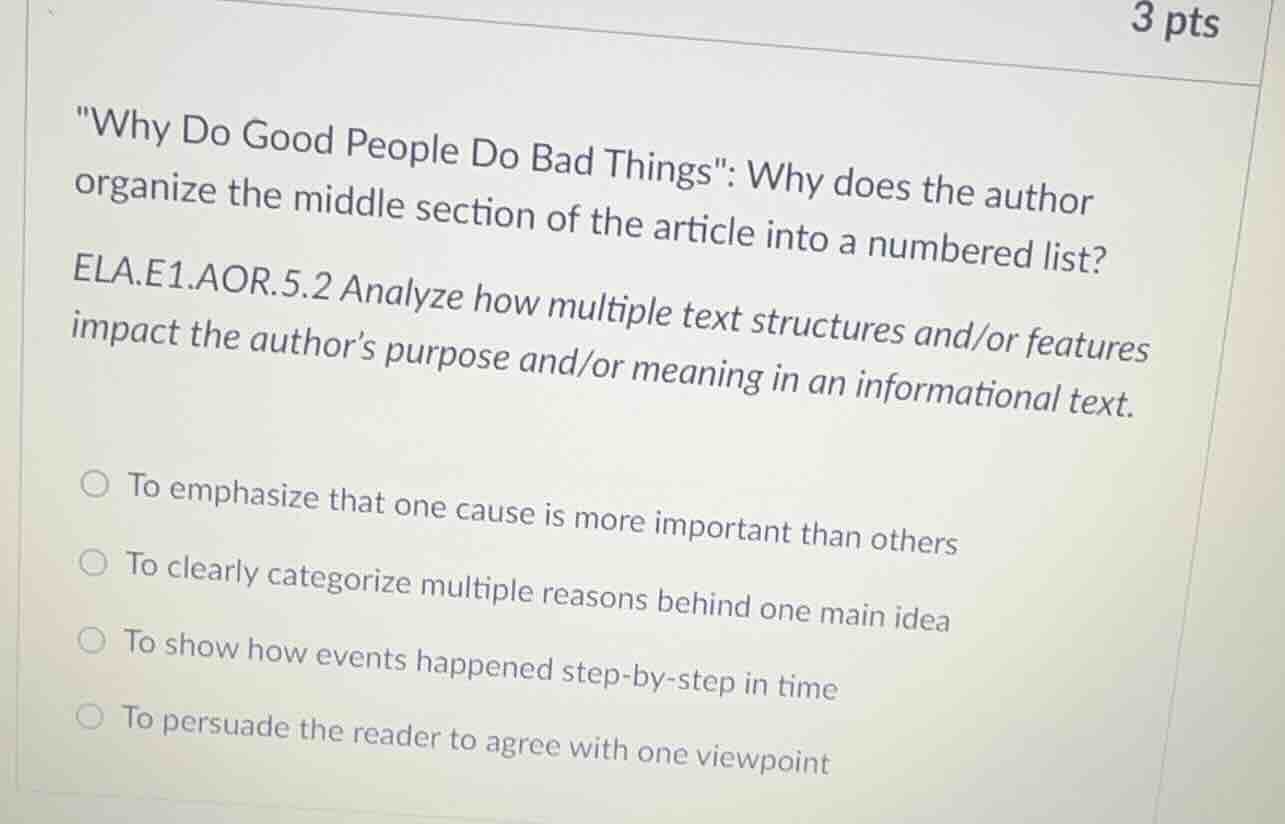 \why do good people do bad things\: why does the author organize the mi…