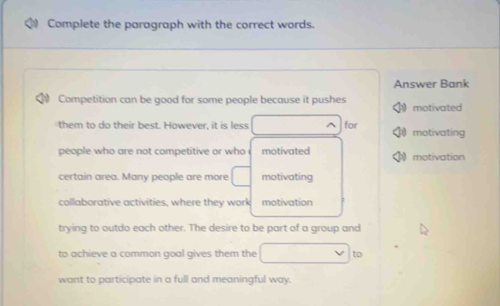 complete the paragraph with the correct words. competition can be good …