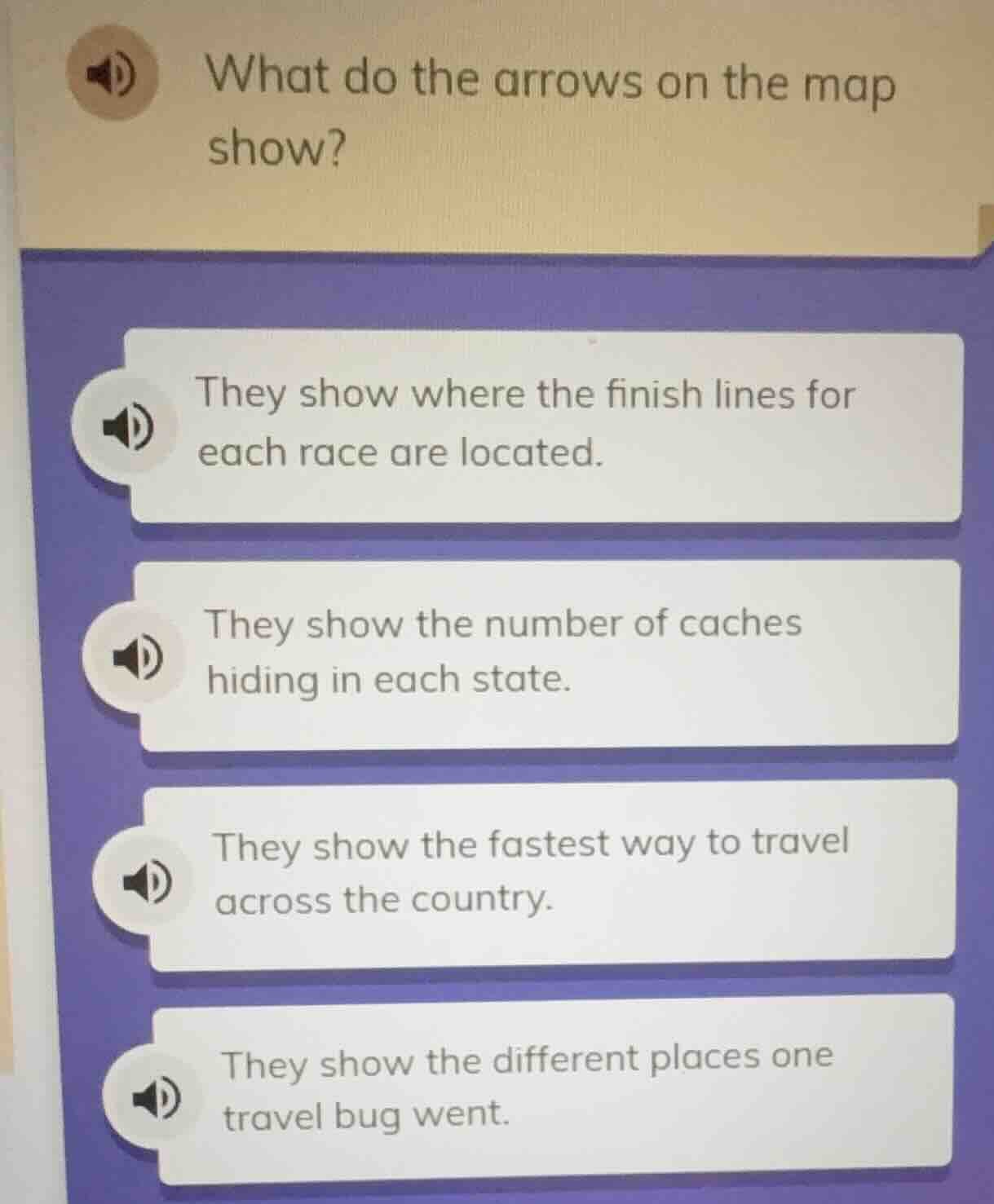 what do the arrows on the map show? they show where the finish lines fo…