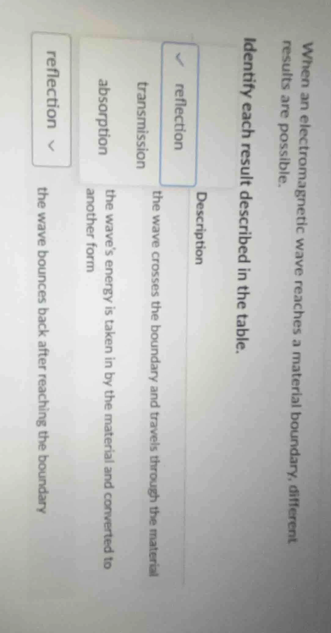 when an electromagnetic wave reaches a material boundary, different res…