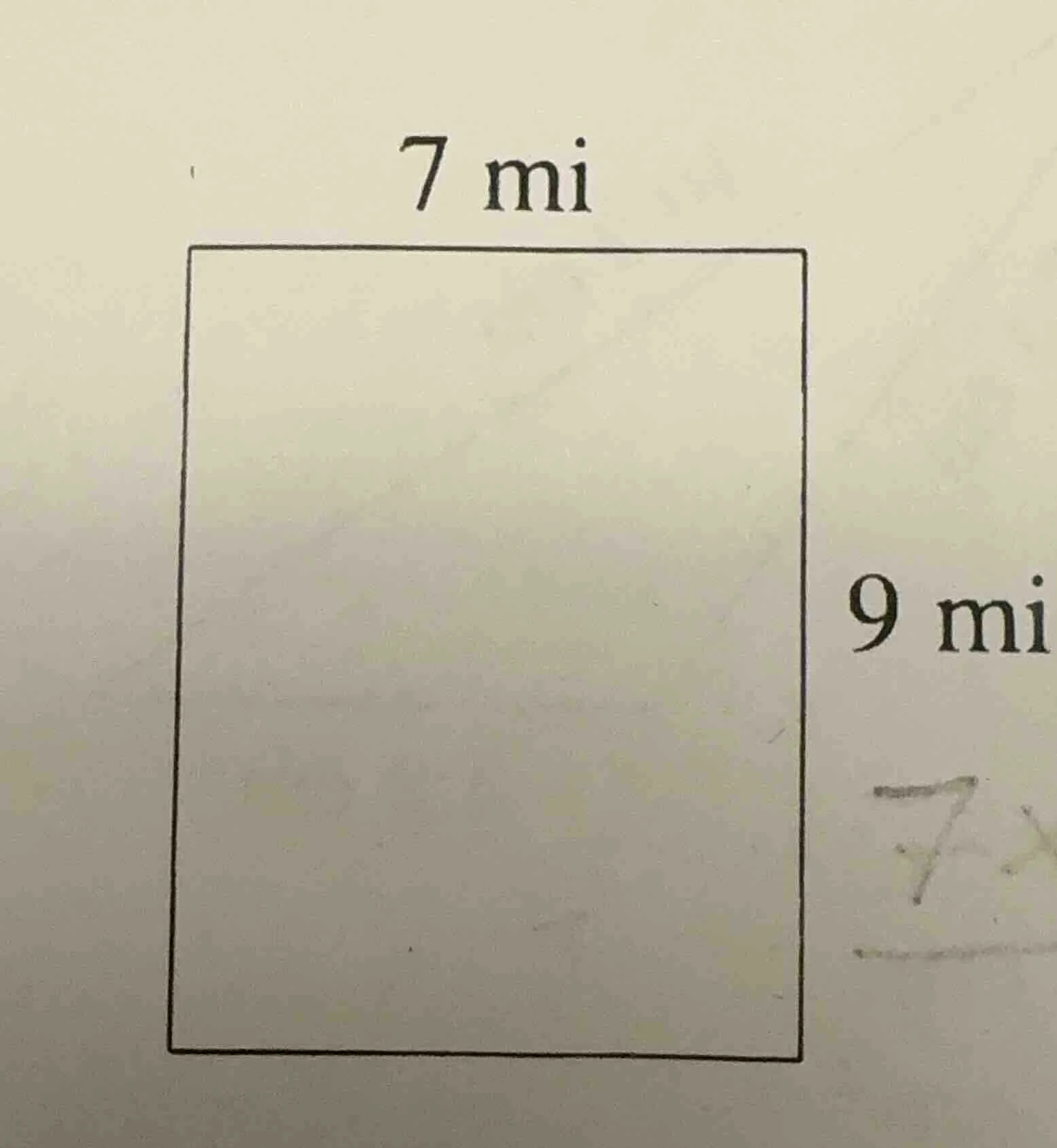 7 mi, 9 mi (with a rectangle diagram)