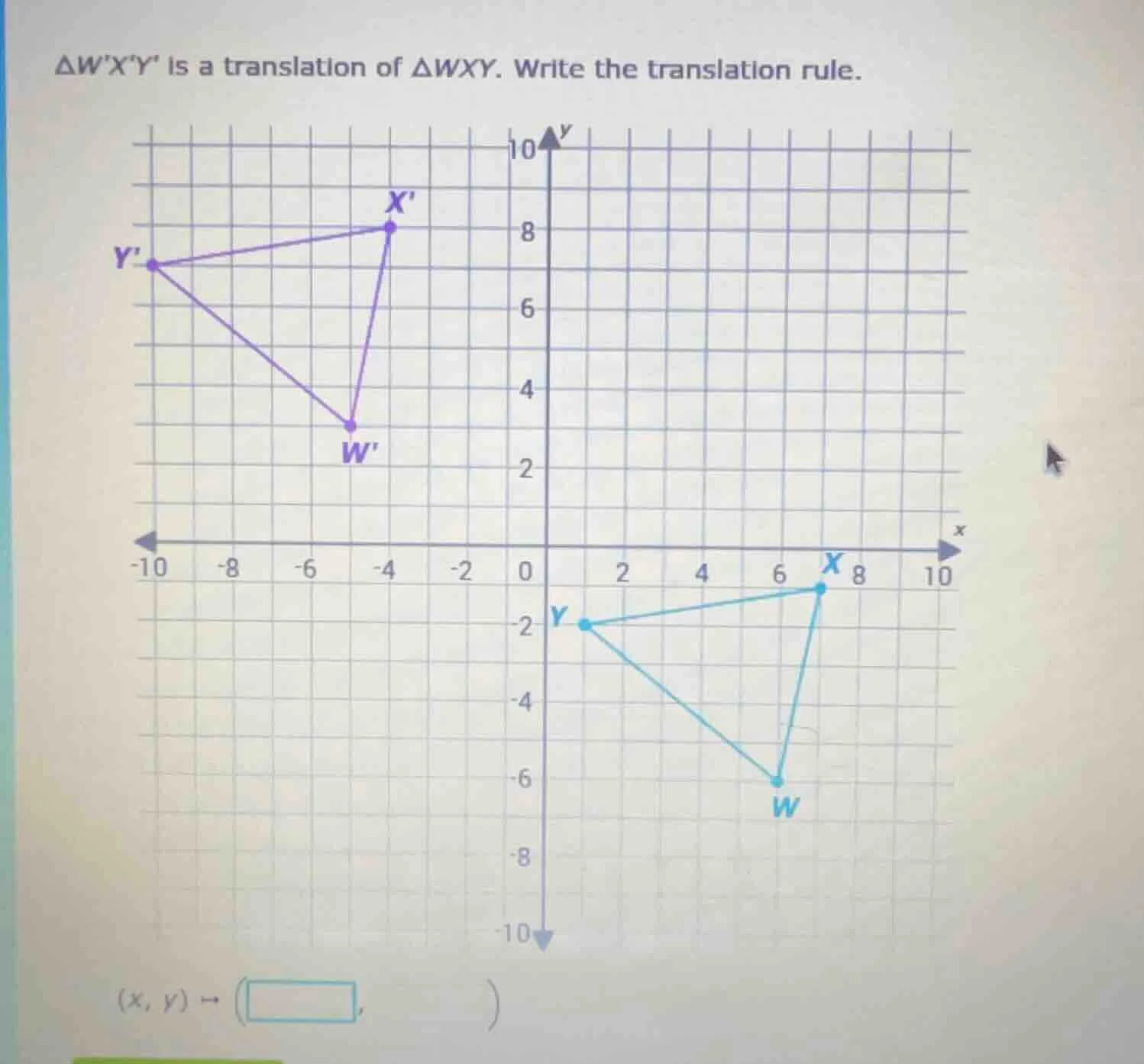 △wxy is a translation of △wxy. write the translation rule. (x, y) → (□,…