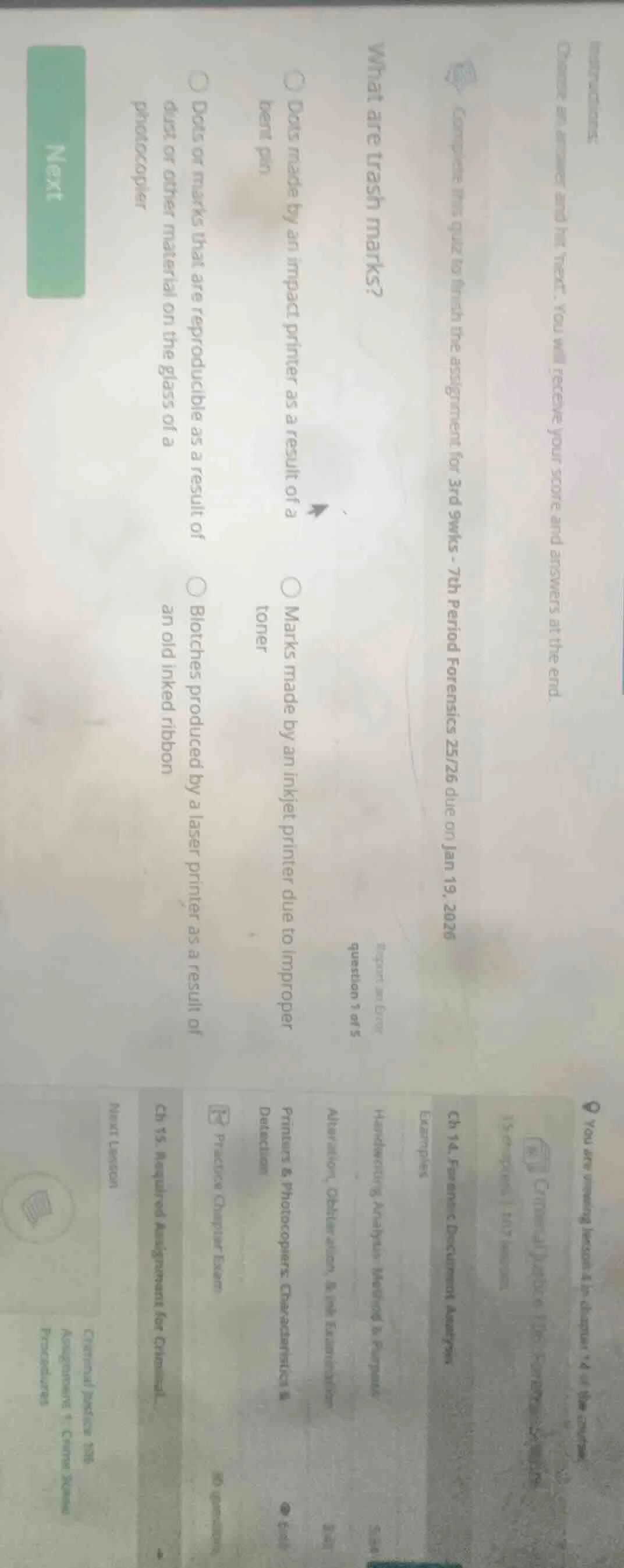 what are trash marks? ○ dots made by an impact printer as a result of a…