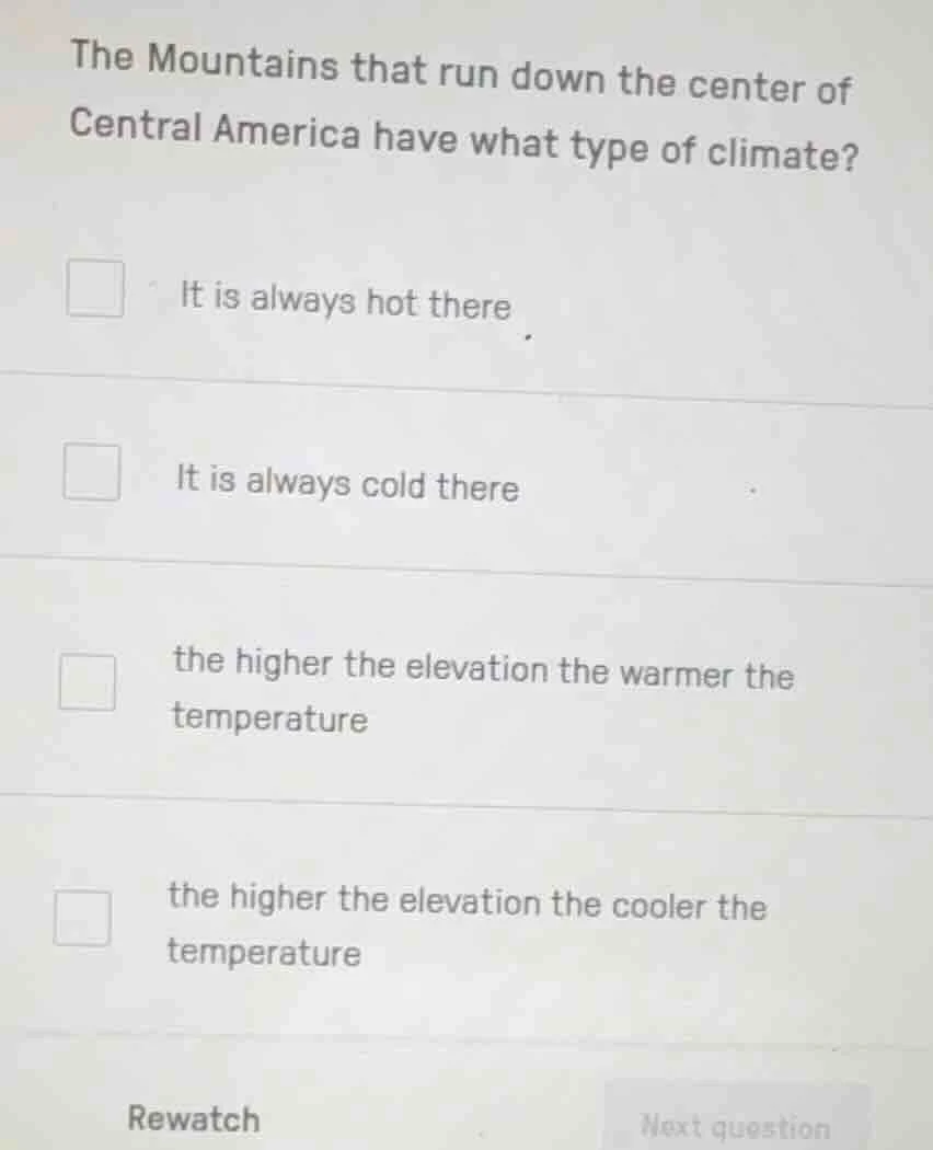 the mountains that run down the center of central america have what typ…