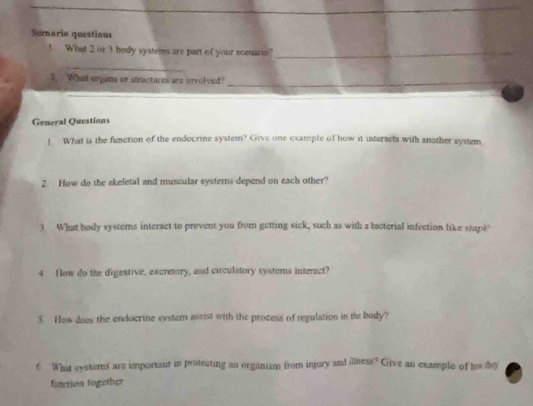 scenario questions 1. what 2 or 3 body systems are part of your scenari…