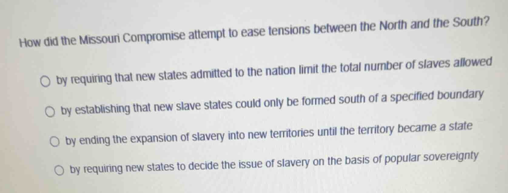 how did the missouri compromise attempt to ease tensions between the no…
