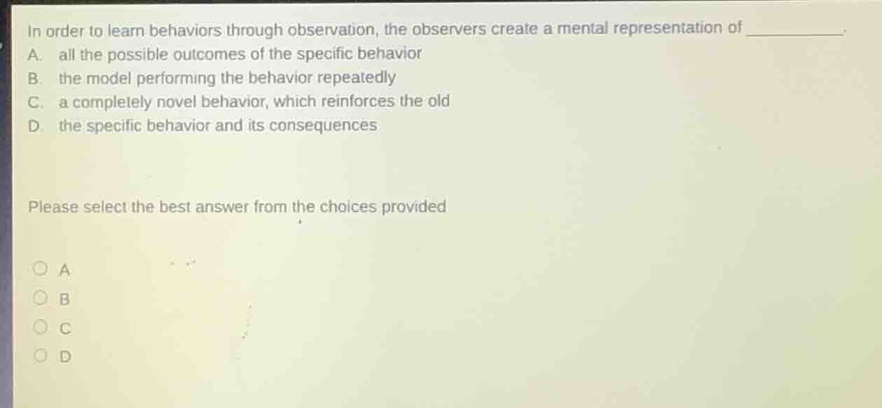 in order to learn behaviors through observation, the observers create a…