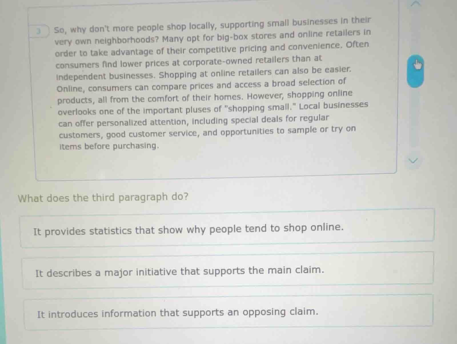 3 so, why dont more people shop locally, supporting small businesses in…