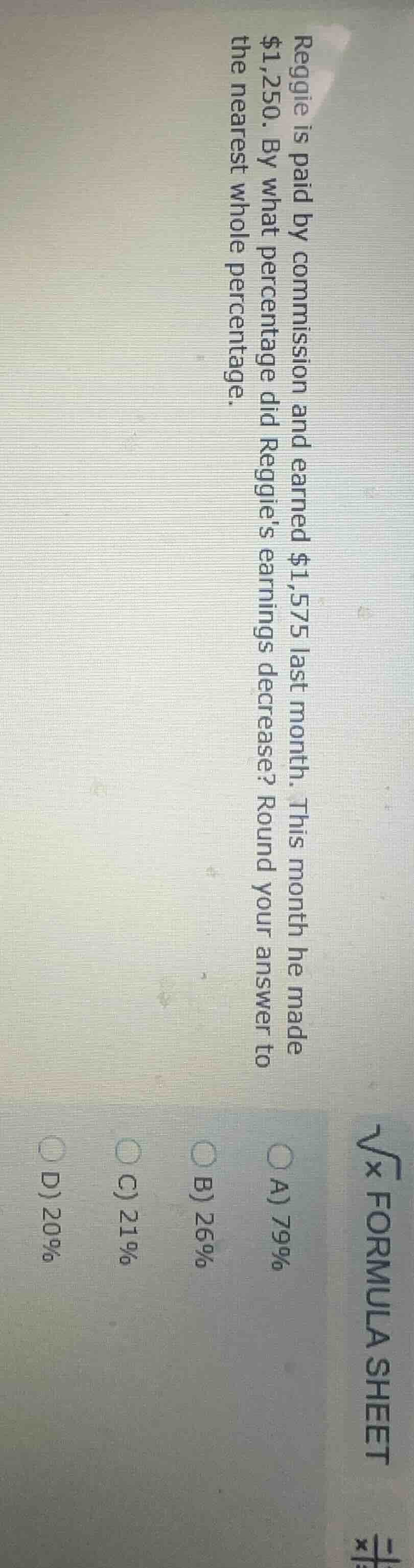 reggie is paid by commission and earned $1,575 last month. this month h…