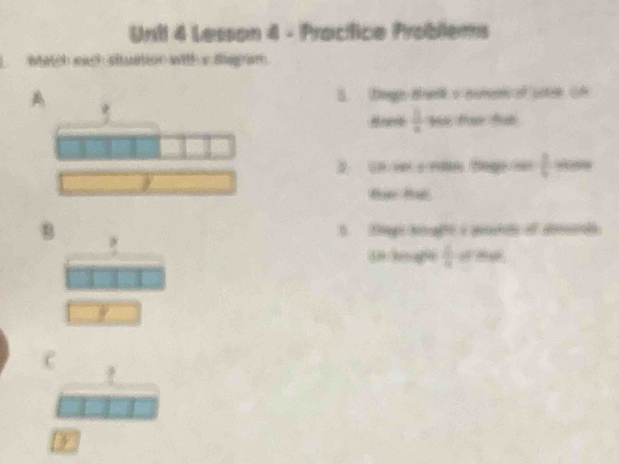 unit 4 lesson 4 - practice problems 1. match each situation with a diag…