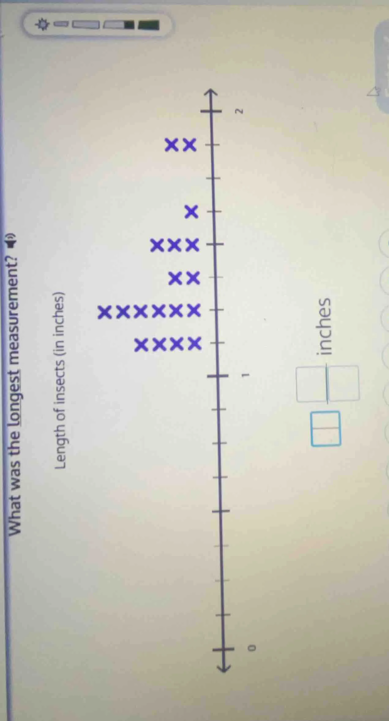 what was the longest measurement? length of insects (in inches)