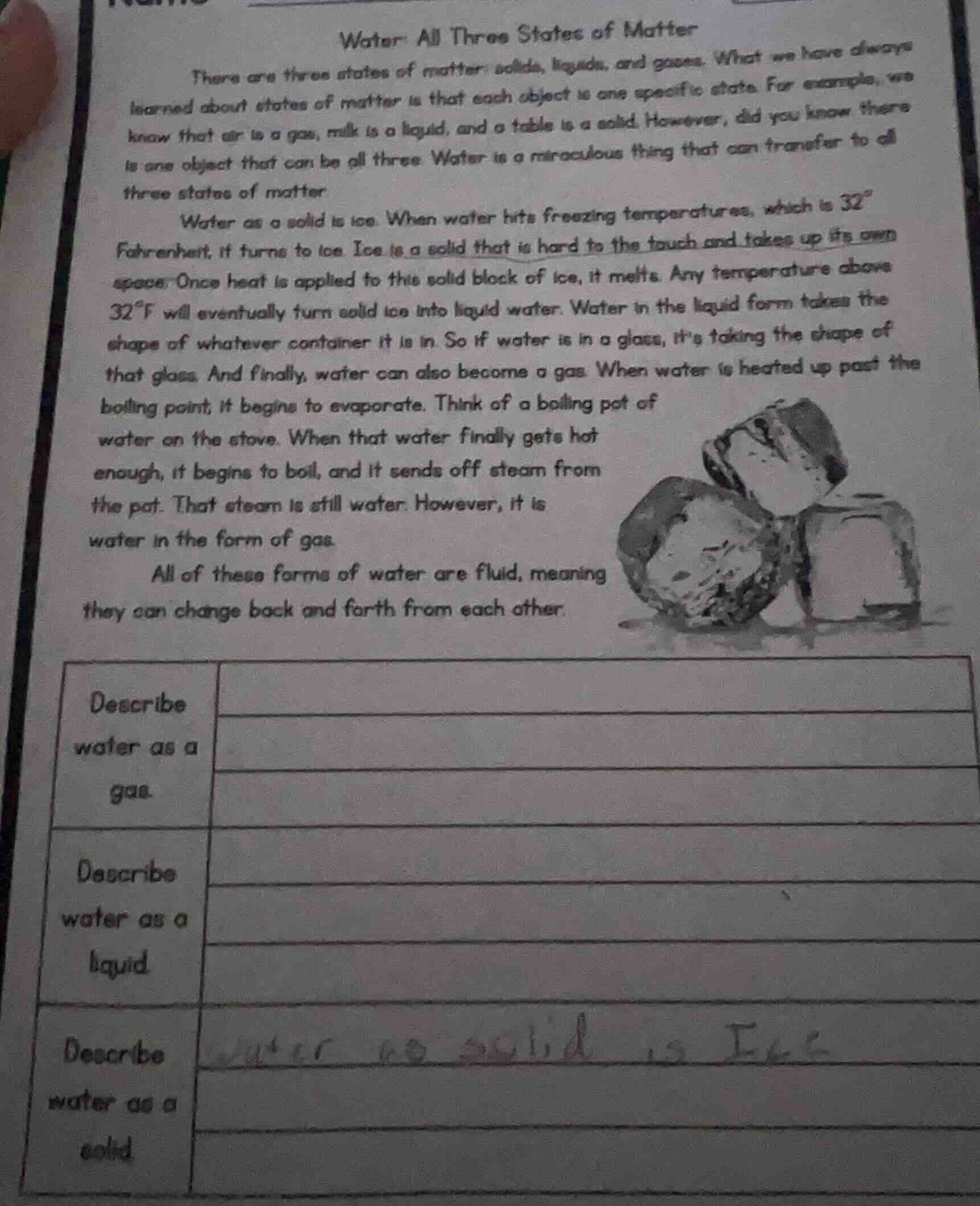 water: all three states of matter there are three states of matter: sol…