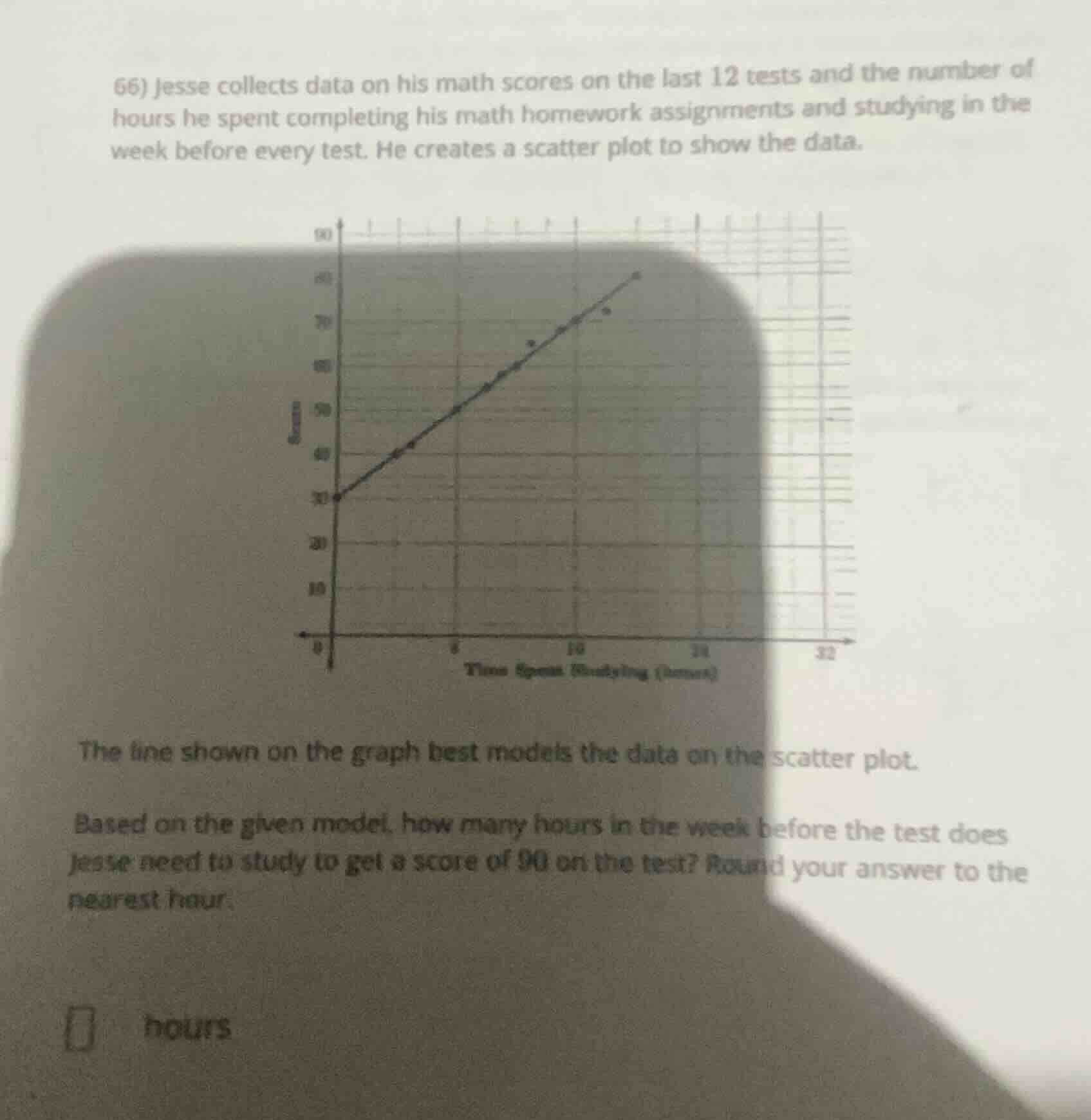 66) jesse collects data on his math scores on the last 12 tests and the…