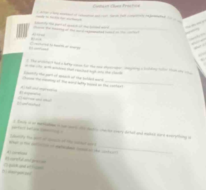 context clues practice 1. after a long weekend of relatives and rest, s…